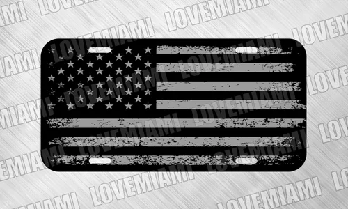 USA US American Flag Black Gray  License Plate Auto Car Tag FREE SHIP Aluminum
