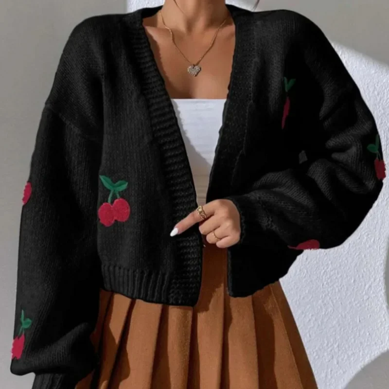 Cardigan à Manches sulfsans Broderie pour Femme, Chandail Décontracté, Triblockchain, Vestes Élégantes, Printemps Automne