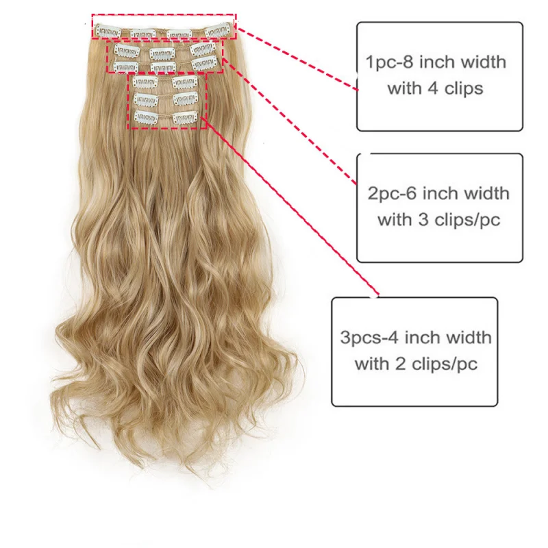 Picture 3: 6-piece set of synthetic long curly extensions Clip In Hair