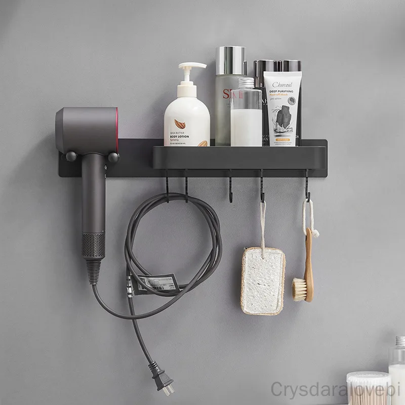 New Left And Right Hair Dryer Storage Rack Free Punch Bathroom for Dyson Hair Dryer Hanger Toilet Wall-Mounted Hair Dryer Bracke