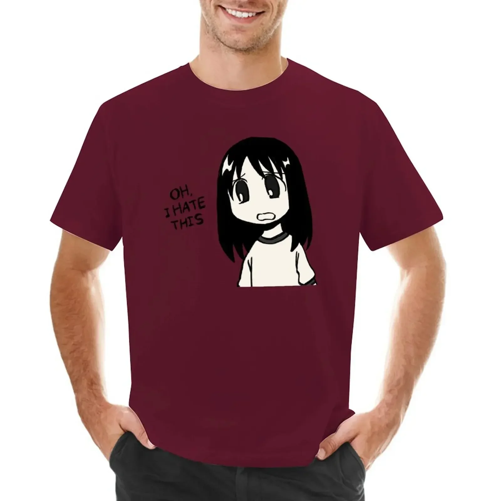 Tops graphics plain white t shirts men I draw oh i hate this  manga panel / funny azumanga daioh meme T-Shirt men clothing