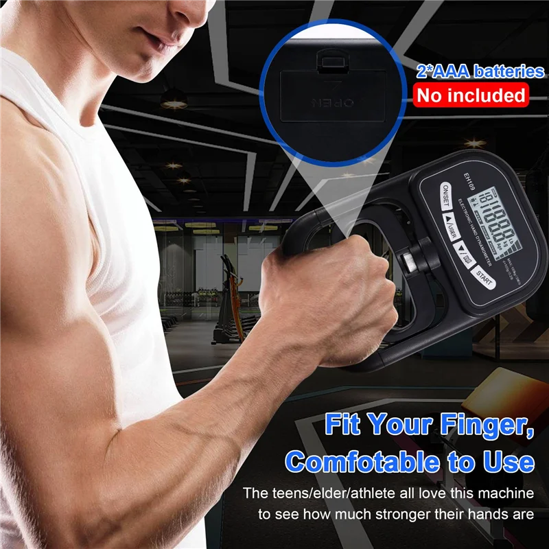 ABJI-5X 265 Lbs / 120Kgs dinamómetro de mano entrenador de fuerza de agarre-probador electrónico de fuerza de agarre de mano fortalecedor de agarre