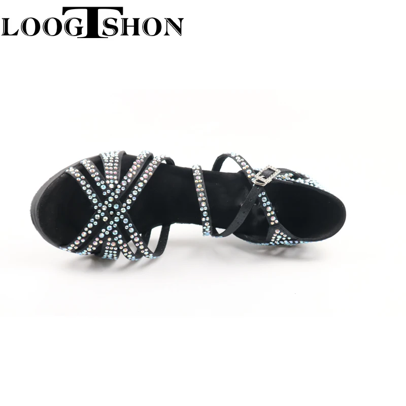 LOOGTSHON heel shoe For Women Salsa Dance Shoes Woman Sandals With Platform Silver Dance Shoes Rhinestone Indoor performance