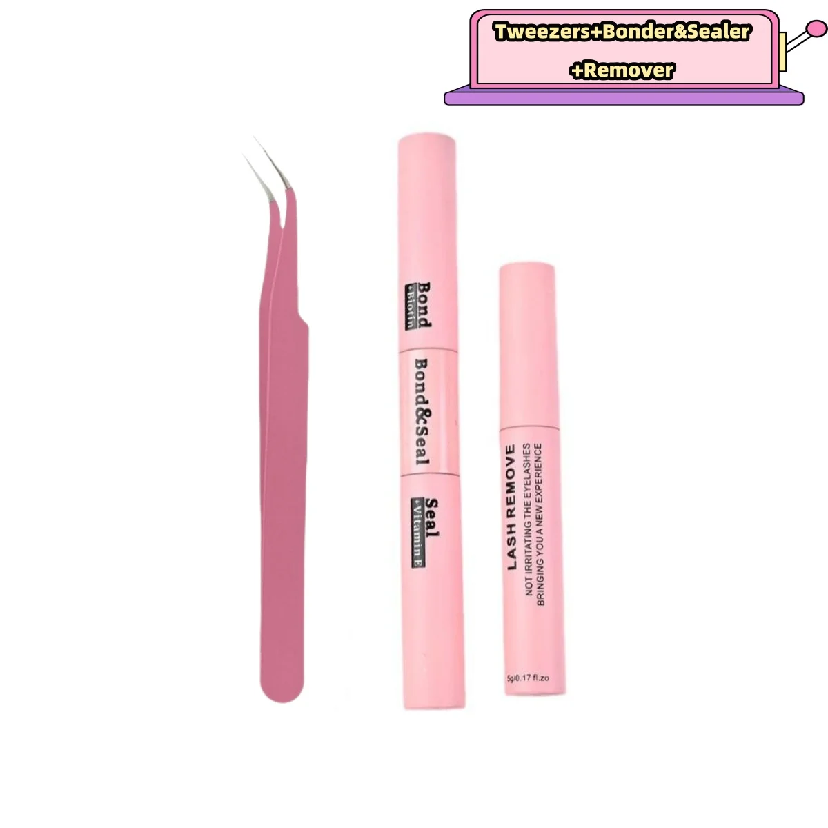 Lash Bond and Seal 10ml Individual Lashes Glue and Seal Super Strong Hold Lash Extension and Lash Glue Remover 5ml Tweezers Kit