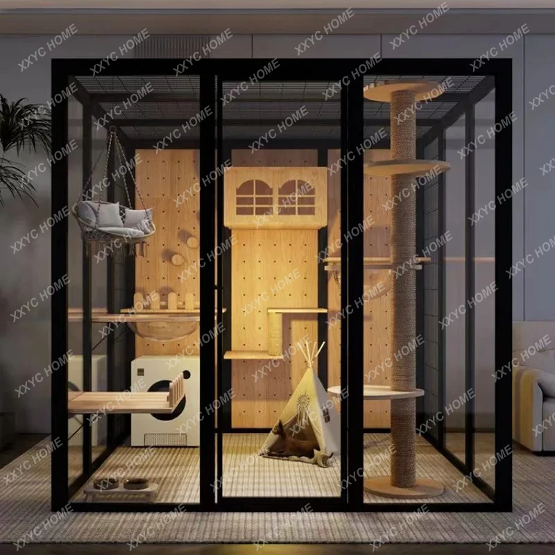 LX  Panoramic glass cat house cattery large luxury oversized cat cage