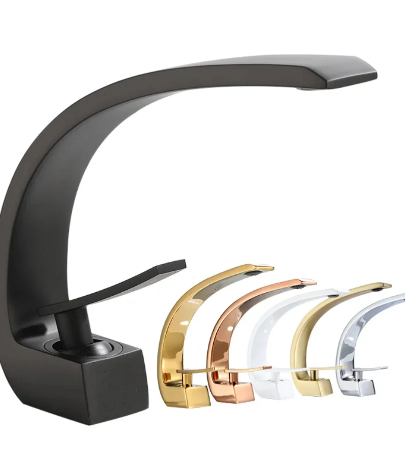 

Basin Faucet Modern Bathroom Mixer Tap Black/Gold Wash basin Faucet Single Handle Hot and Cold Waterfall Faucet