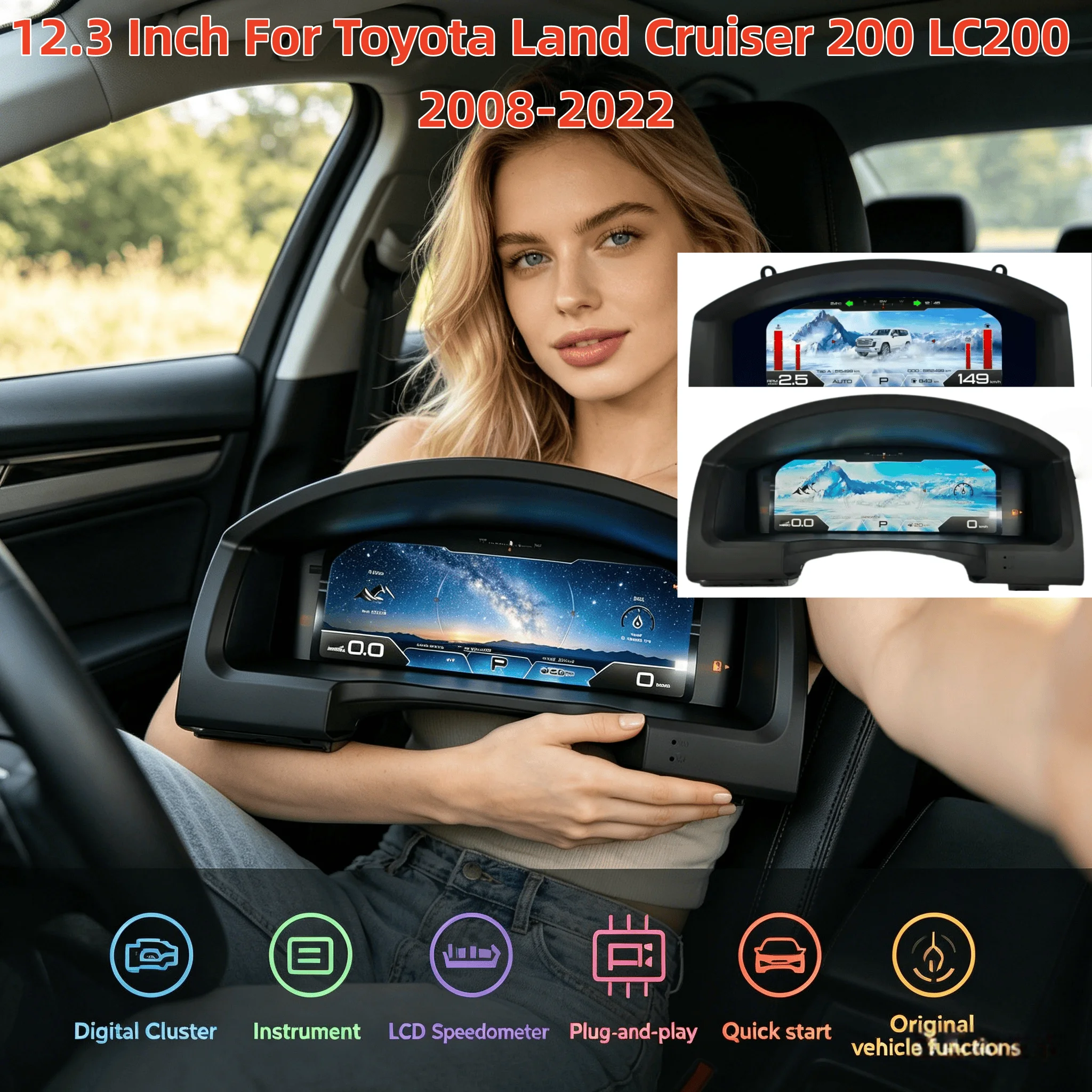 

Virtual Cockpit Car LCD Digital Cluster For Toyota Land Cruiser 200 LC200 2008-2022 Instrument Dash Panel Speedometer Dashboard