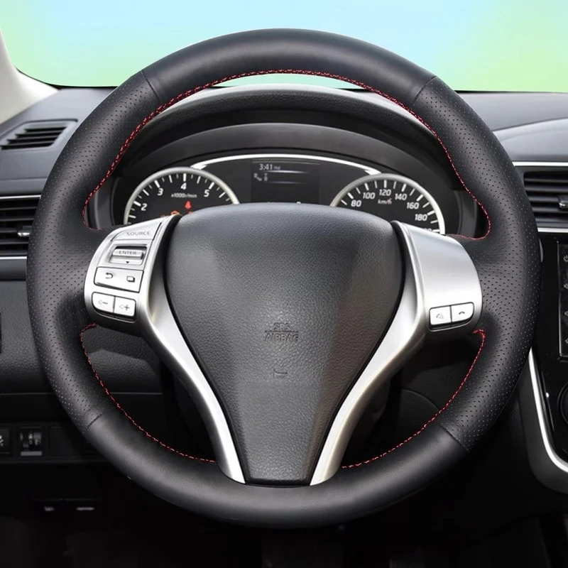 

Чехол на руль «сделай сам», ручное шитье для Nissan Altima Sylphy Lannia Sunny Tiida X-Trail Qashqai Livina Tiida Sedan, автомобильные аксессуары