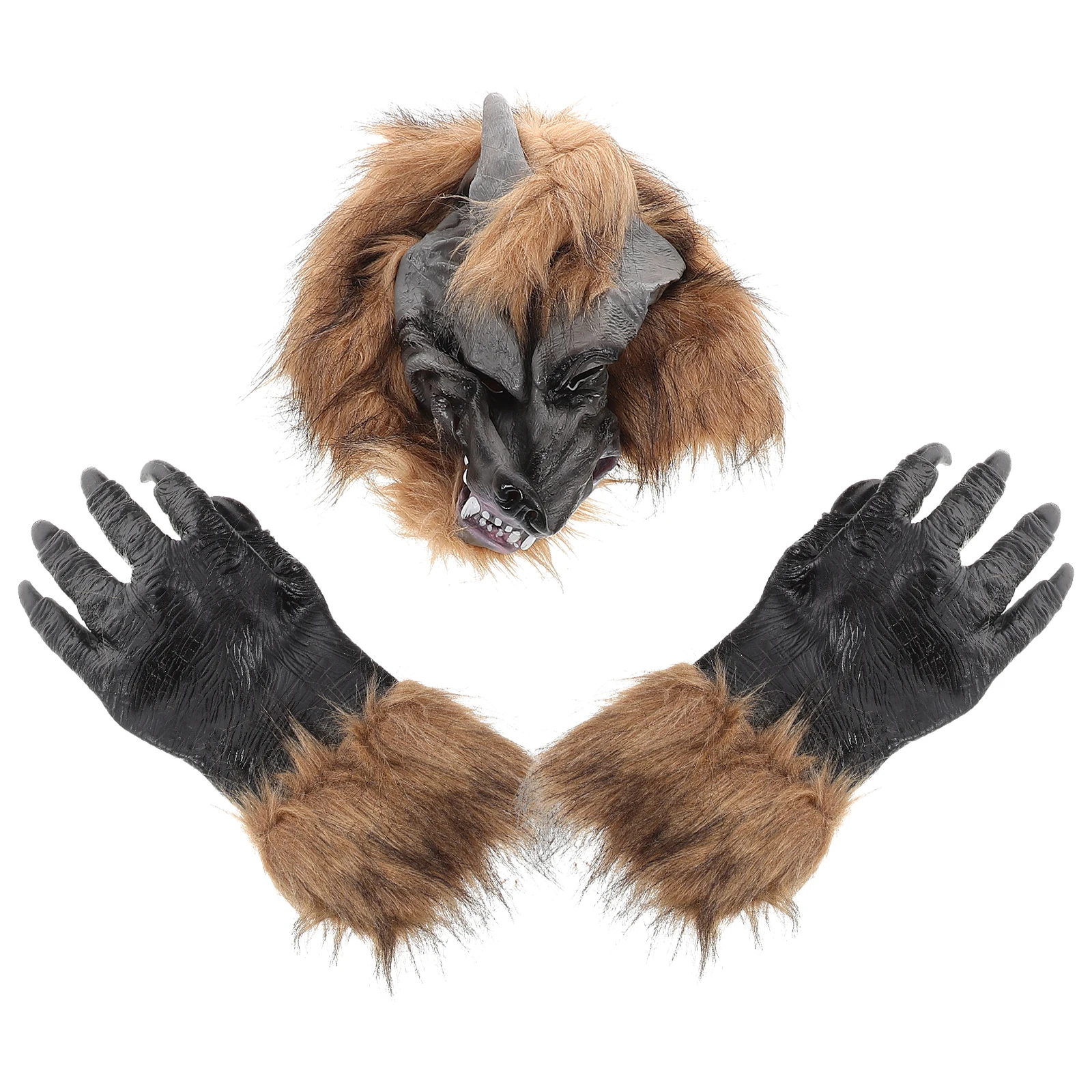 

Wolf Mask Claw Gloves Set Halloween Scary Adult Costume Party Props Dress Up Realistic Masks for Masquerade Fun