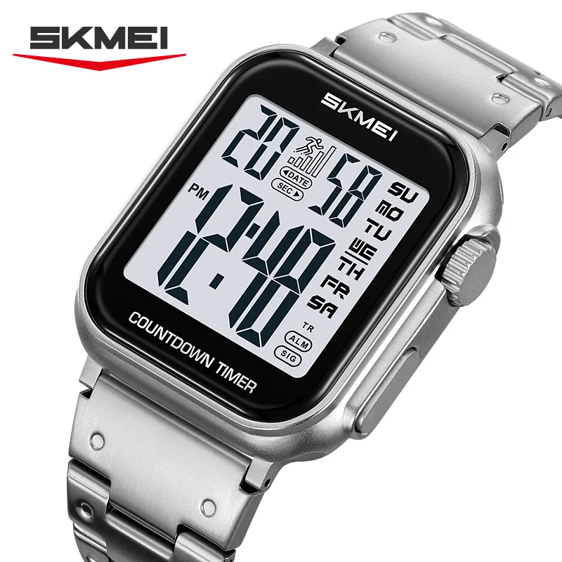 SKMEI 2447 New Fashion Luxury Men's Electronic Watch Waterproof Large Dial Square Countdown Calendar Digital Watch Reloj Hombre