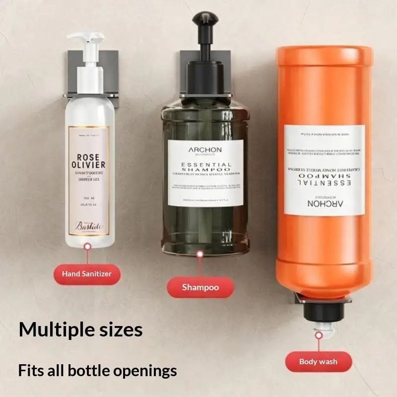 1Pc Aluminum Shower Gel Bottle Rack Adjustable Shampoo Hanger Hooks No Drill Wall Mounted Universal Soap Dispenser Holder
