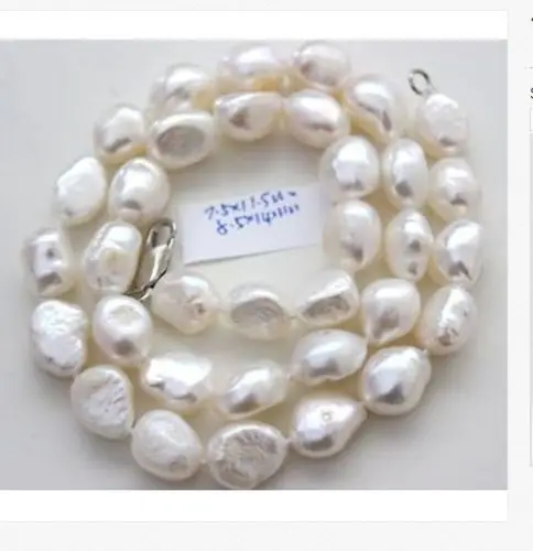 natural classic 8-10mm south sea baroque white pearl necklace 17inch