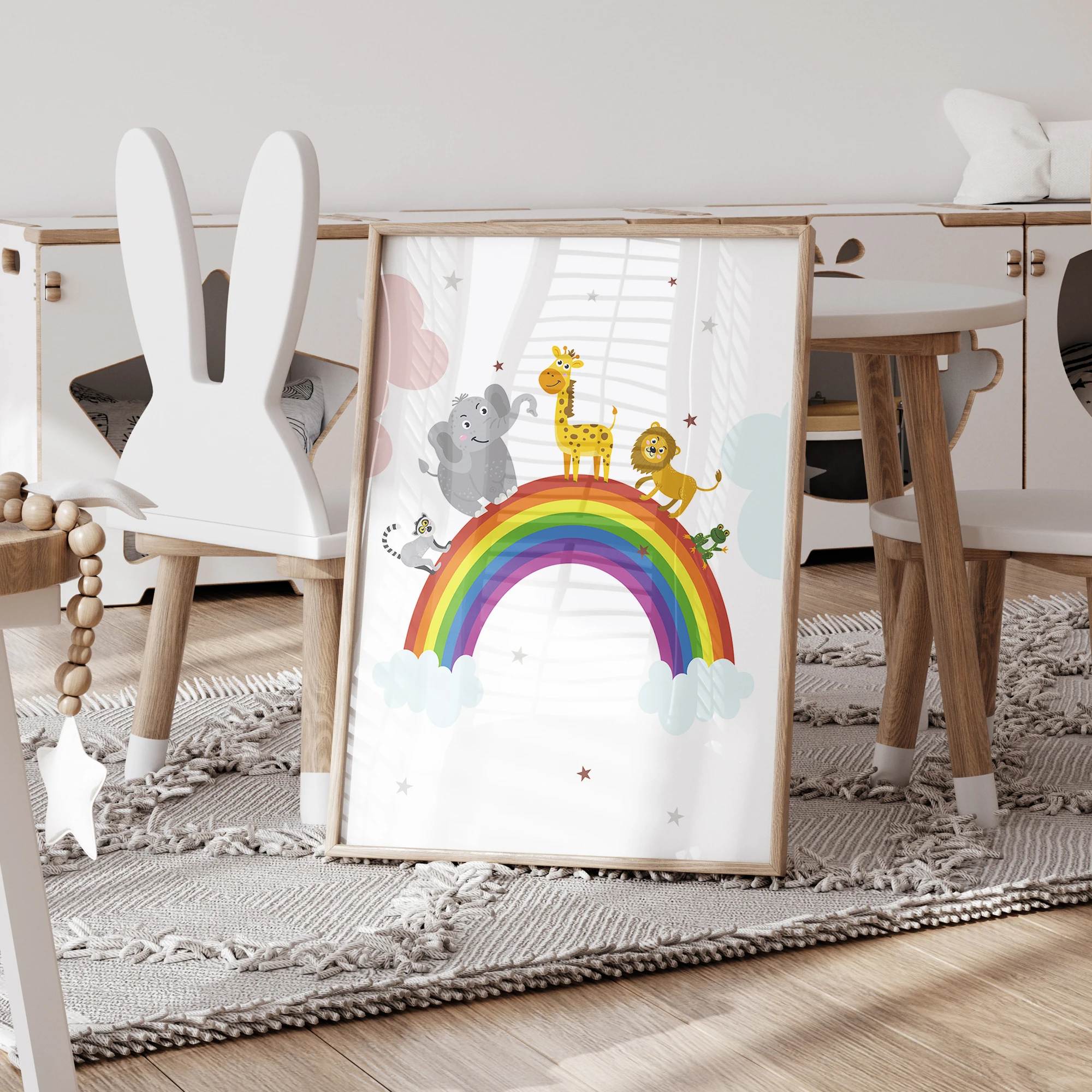 3 قطعة اسم مخصص شخصية الكرتون قوس قزح جدار الفن طباعة صورة قماش المشارك اللوحة لغرفة المعيشة الطفل ديكور المنزل