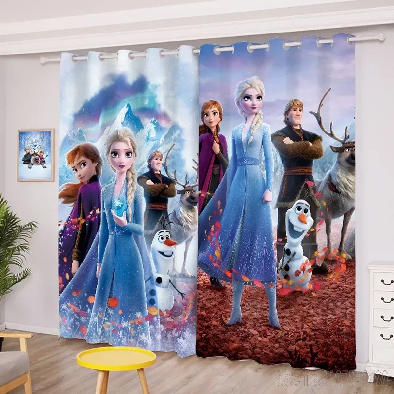 Disney Frozen Princess Super Combination Olaf Elsa Window Curtain 3D Print Blackout Curtains Living Room Bedroom Decor Kids Gift