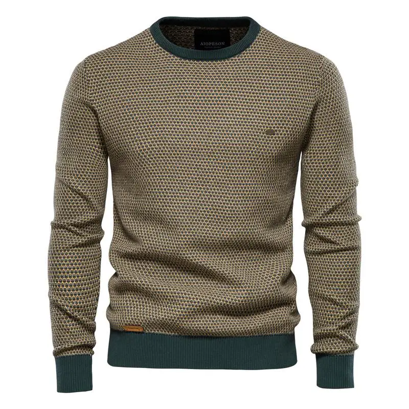 

Cotton Spliced Pullovers Sweater Men Casual Warm O-Neck Quality Mens Knitted Sweater Winter Fashion Sweaters for Men Size M-3Xl