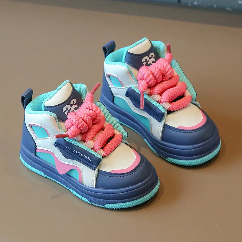 Kids Sneakers Boys Casual Board Shoes Children Non-slip Student Sports Shoes Fashion High-top Girls Bread Shoes Casual Trainers