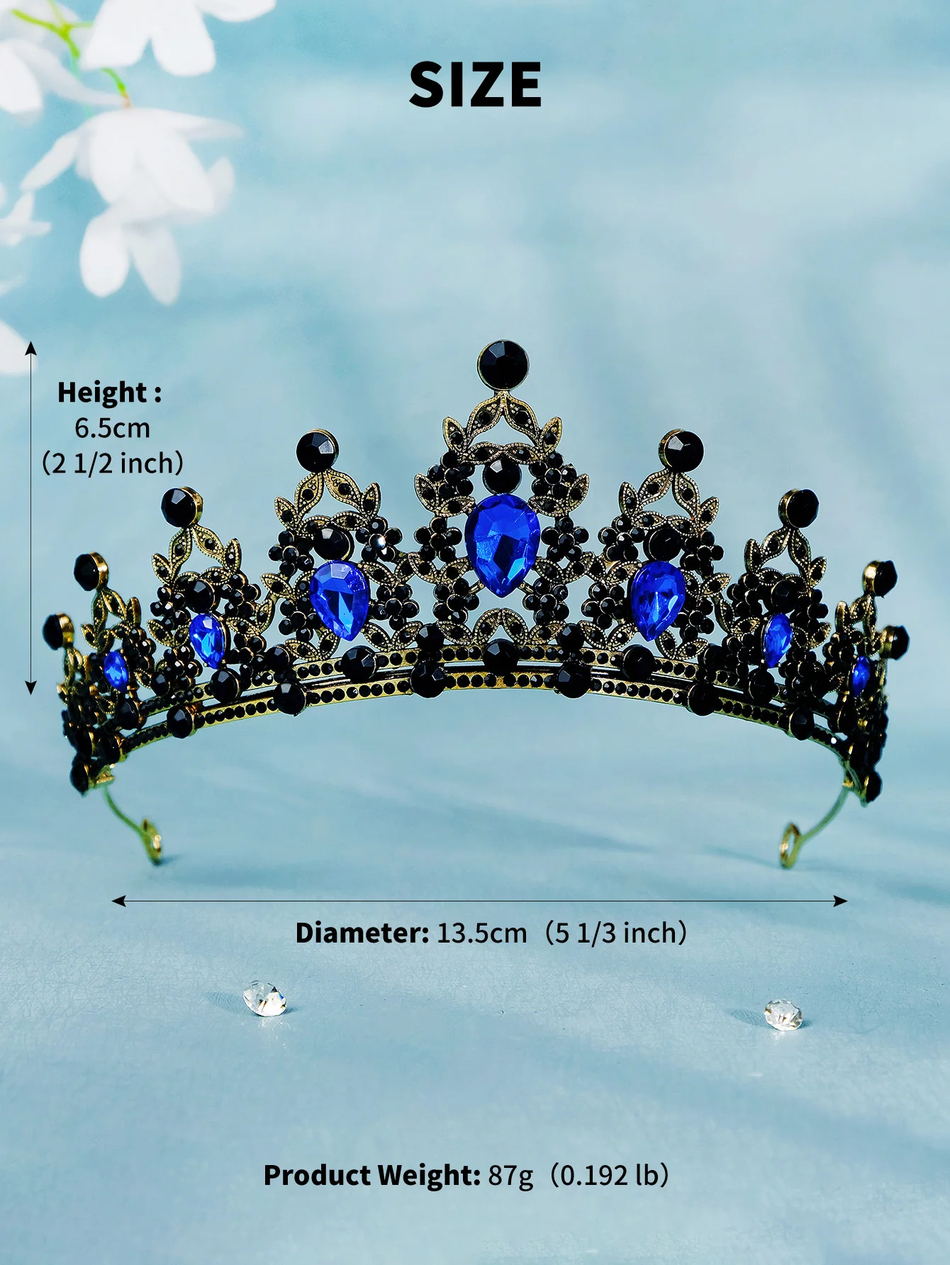 Mode Schwarz Kristall Haar Krone für Frauen Haar Zubehör Prom Gold Farbe Tiaras und Kronen Braut Haar Schmuck Geschenke – Detail 25