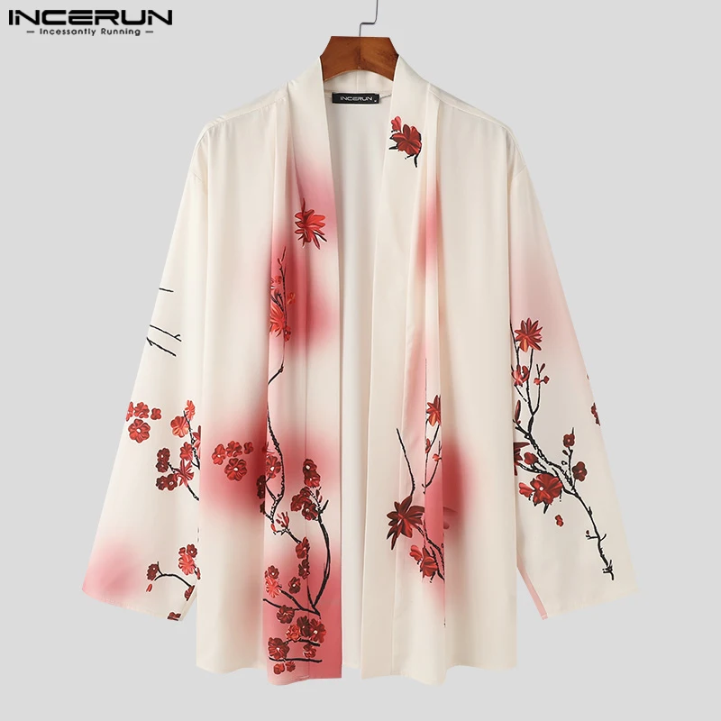 INCERUN camicia da uomo stampa punto aperto manica lunga allentato Casual Cardigan maschile Kimono Streetwear 2024 moda uomo abbigliamento S-5XL