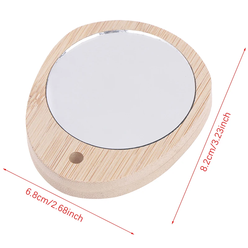 1Pc Mini Wooden Makeup Mirror Portable Small Water Drop Mirror Student Makeup Mirror Women Girls Travel Cosmetic Mirror