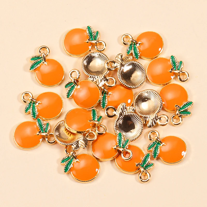 10Pcs Enamel Orange Charms for DIY Jewelry Making