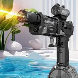 Automatic Water Absorbing Large Capacity Water Gun Summer Electric Water Gun Long Rang Pulse Watergun Outdoor Toy With Light