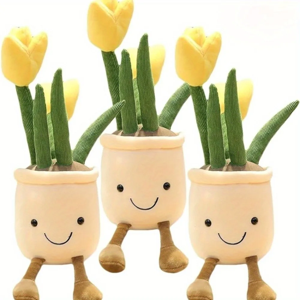 Peluche fleur 35 cm - Peluche douce multicolore, décoration de bureau mignonne, cadeau pour les amoureux des plantes, animal en peluche pour enfants