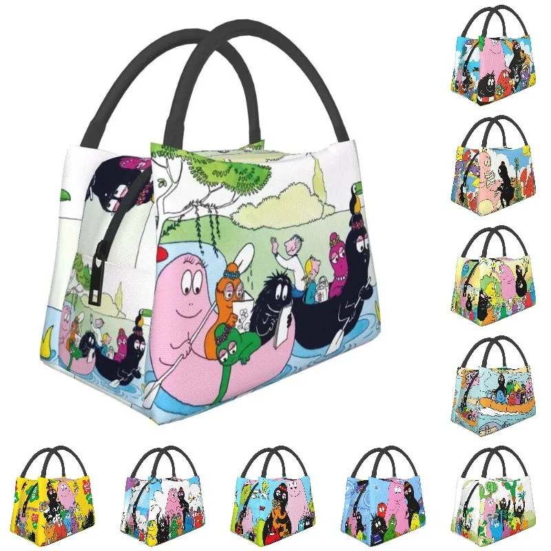 Cartoon Anime Barbapapa Insulated Lunch Tote Bag for Women Animated Film Resuable Thermal Cooler Bento Box Camping Travel