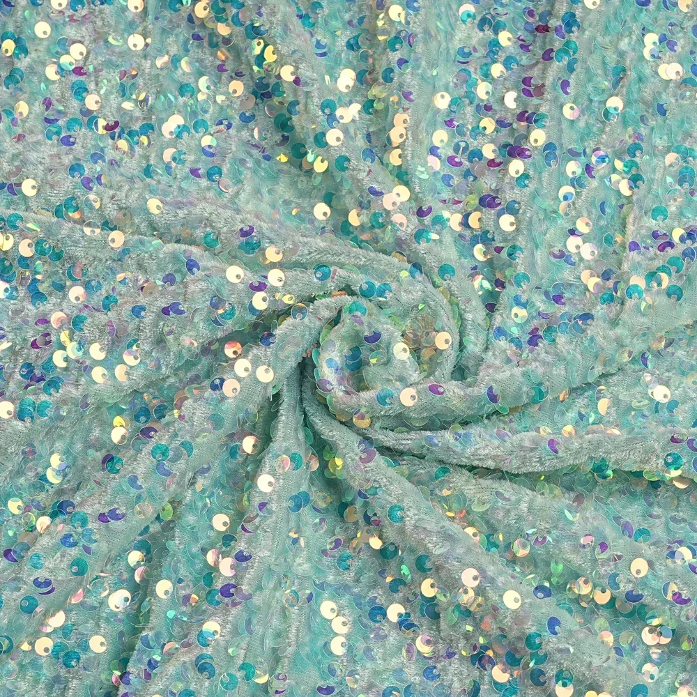 Mermaid Scale Sequins Fabric By The Yard Sequin Material Dress Color Glitter Fabric Party Dress Velvet 5 Yards Purple Green Red