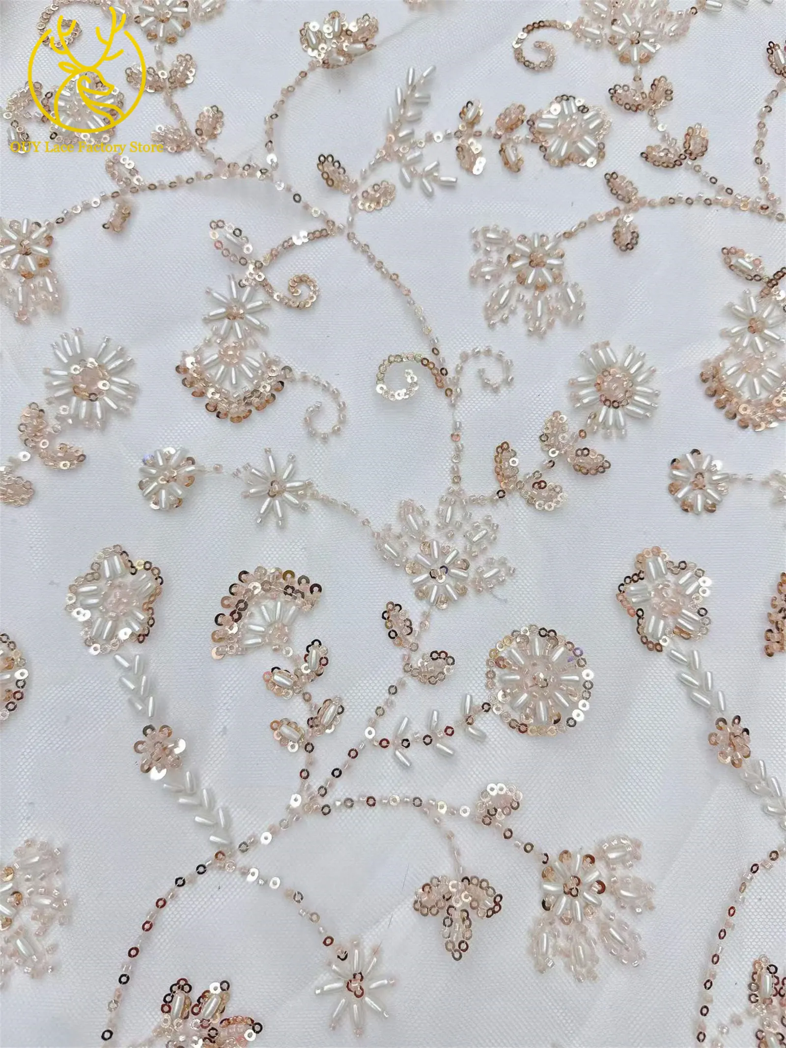 Königsblauer luxuriöser handgefertigter Perlen-Spitzenstoff, 5 Yards, hochwertiger französischer Tüll-Pailletten-Spitzenstoff für Party- und Hochzeitskleider – Detail 22
