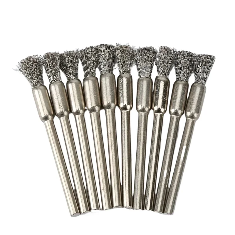 

For Rotating Tools, Ideal for Cleaning, Rust Removal and Sanding Round Handle 15pcs Stainless Steel Wire Brushes Handle - Ideal