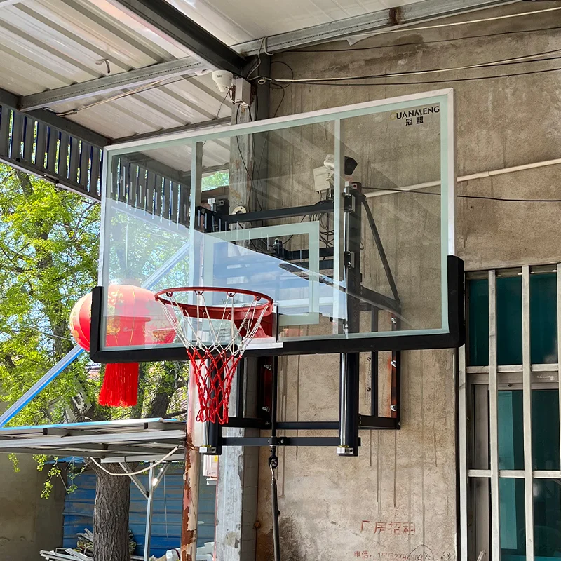 Factory Supply Portable Hand Cranked Lifting Basketball Stand with 72\ Wall Mount Hoop Toughened Backboard Rim Court Equipmentp