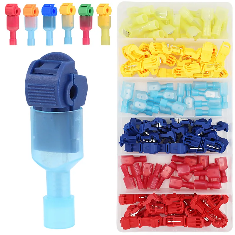 

10PCS 0.3-6mm2 T-type Crimp Terminal Wire Connection Clip Quick Peel-Free Insulated Electrical Connector Plug-in Wire Terminal