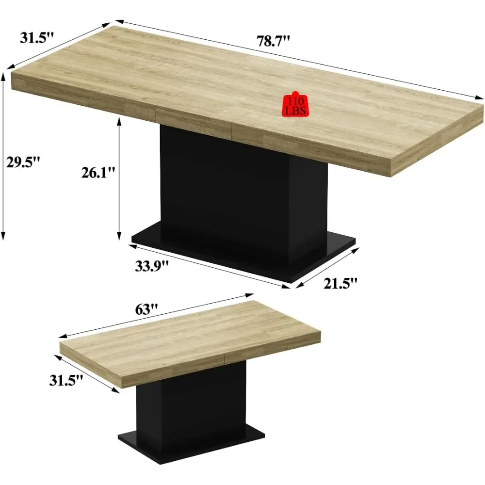 Extendable Conference Table for 6-8 People, Rectangle Meeting Seminar Table for Office Conference Room