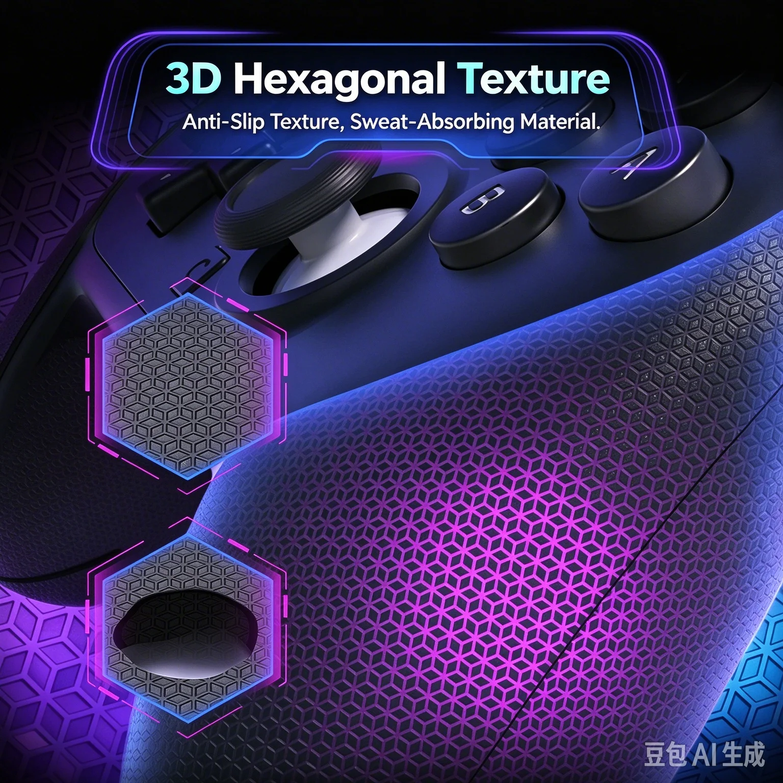 Controller Grip for Nintendo Switch 2 Pro,Anti-Slip PU Grip Skin,Sweat-Absorbent Hexagonal Textured Black Controller Accessories