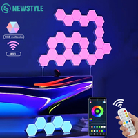 Hexagonal Quantum Lights Wall Lamp RGB Panel Smart APP Night Light Music Sync Gaming Light  DIY Game Room Bedroom Decor ﻿