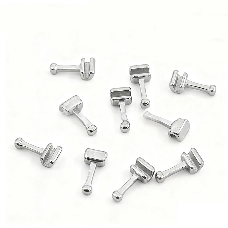 GULPOOE 10Pcs Dental Orthodontic Lingual Button Sliding Hook Dentistry Materials Crimpable Hooks For Archwire Brace Short Long