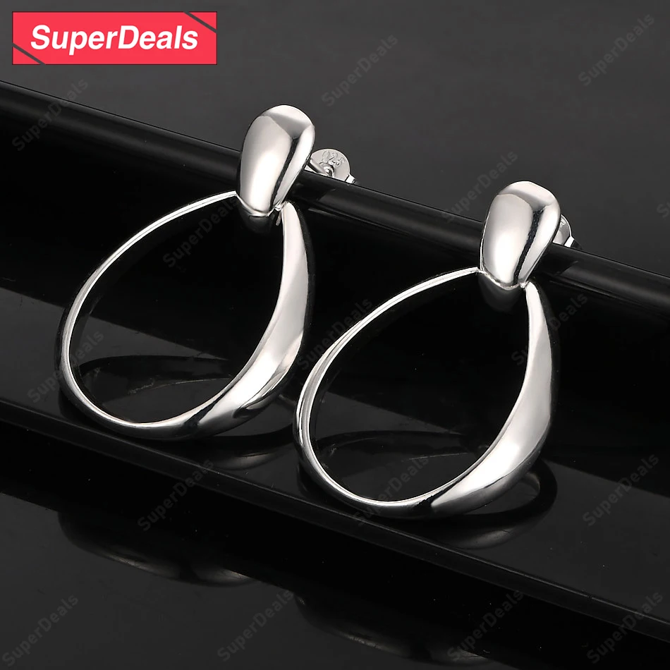 

SuperDeals 925 Sterling Silver Water Drop Raindrop Earring Women Valentine's Day Gift Fashion Charm Jewelry Birthday Party