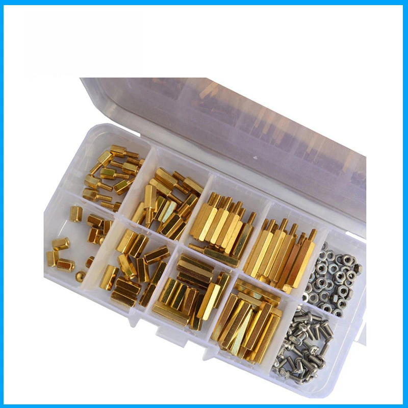 

120pcs M3 Single Head Double Pass Copper Column Set Full Box Copper Studs Matching M3 Screws Nuts