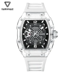 Mark Fairwhale Sports Men Watch Fashion Tonneau Transparent Case Watches Luxury Automatic Mechanical Wristwatch Boy Reloj Hombre