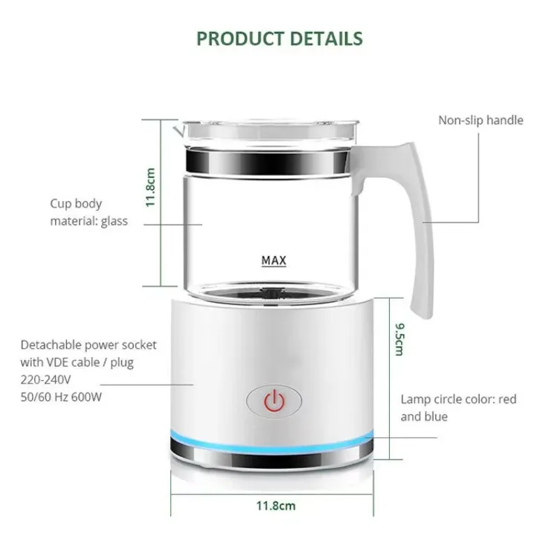 

Milk Frother,Glass Milk Steamer with Heating Milk and Frothing Function,Automatic Foam Maker for Coffee Hot Chocolate