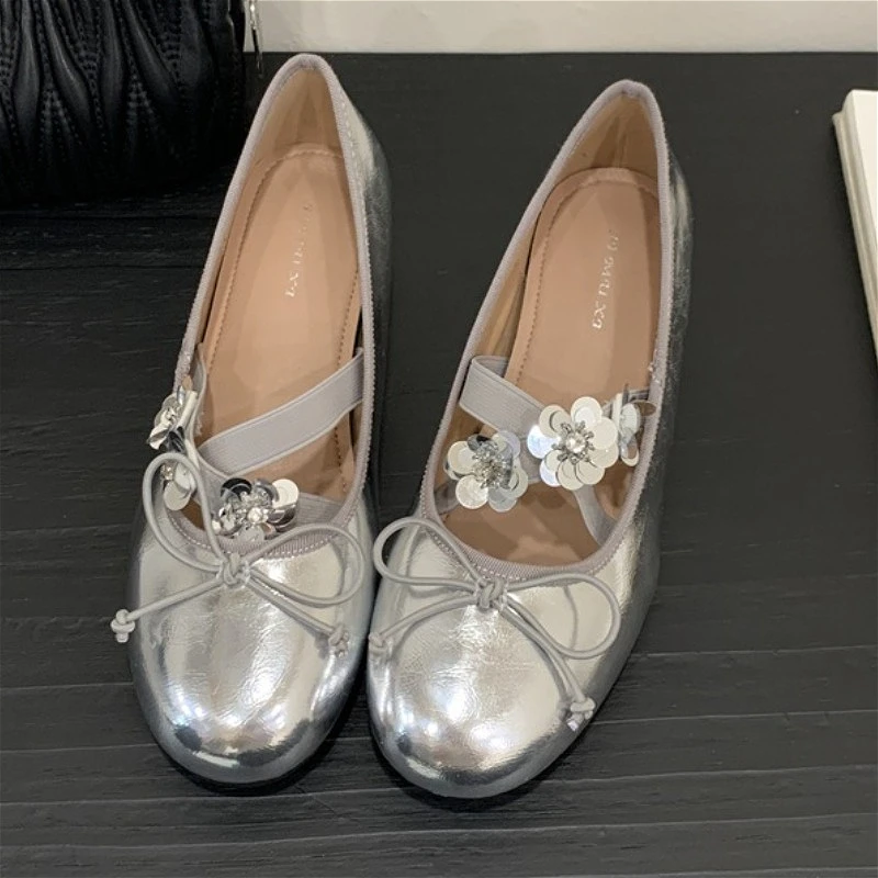 

Leopard Bling Mary Jane Shoes Women Bowknot Shallow Comfort Elegant Footwear Female Fashion Round Toe Suede Flat Shoes Women