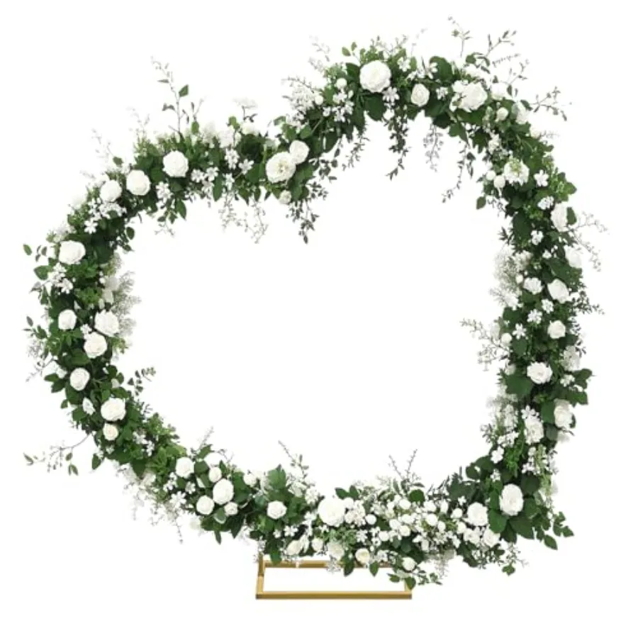 

Tilted Heart Shape Wedding Metal Arch Backdrop Gold Flower Balloon Arbors Stand for Wedding Birthday Party, Graduation Decorati