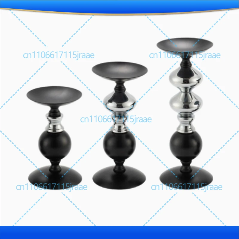 3PCS Nordic Style Metal Candle Holder Black Silver Home Decor for Aromatherapy Figurines & Miniatures