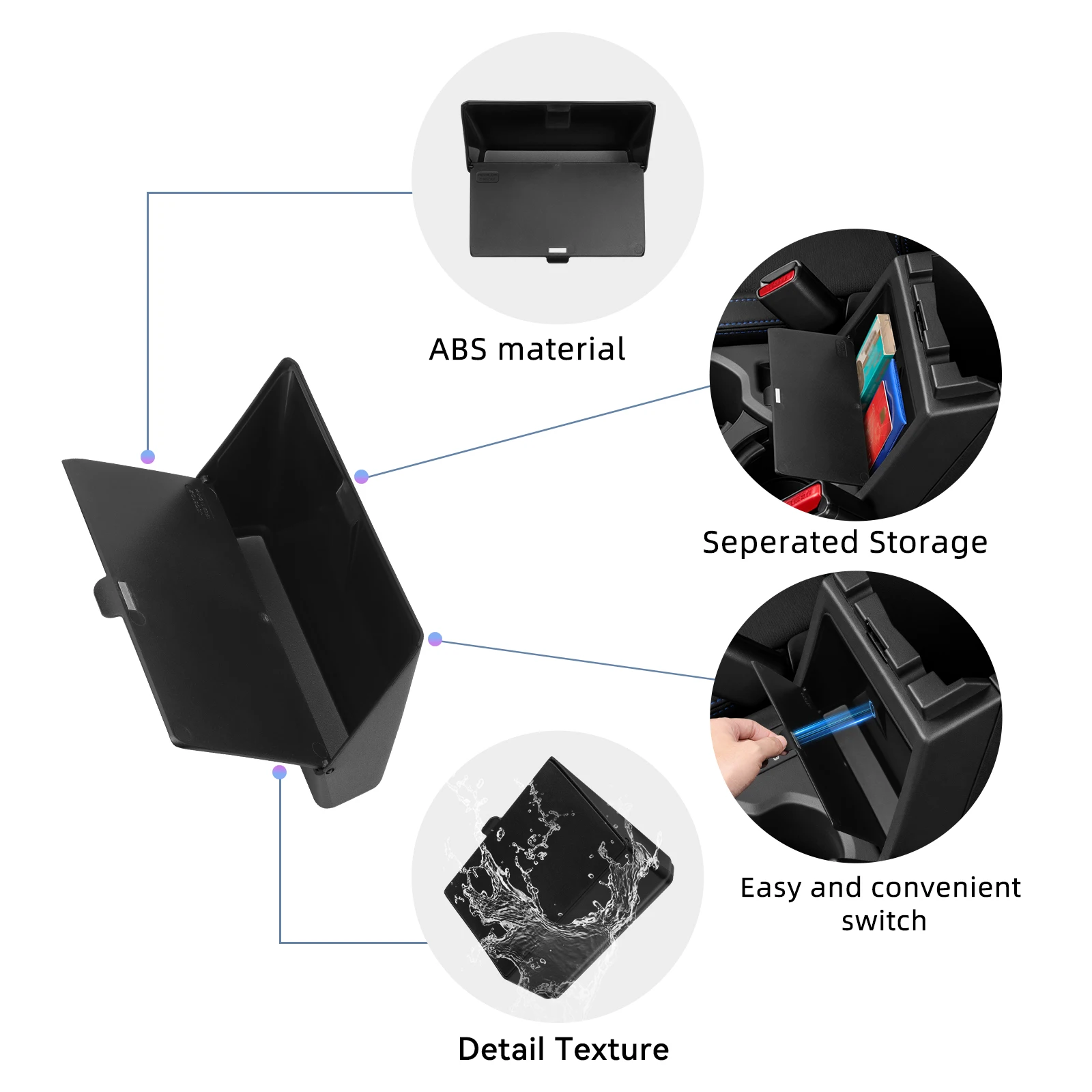Hidden Armrest Tray Organizer for Subaru Forester 2025 2026 Black Center Console Storage Box Stowing Tidying Accessories 5