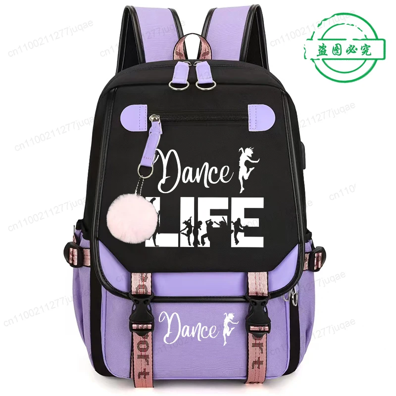 

Primary High Class Backpack for Girls Dance Life Kid Backpack Funny Dancer Zipper Bookbag Teen Girl School Bag Dancing Bagpack