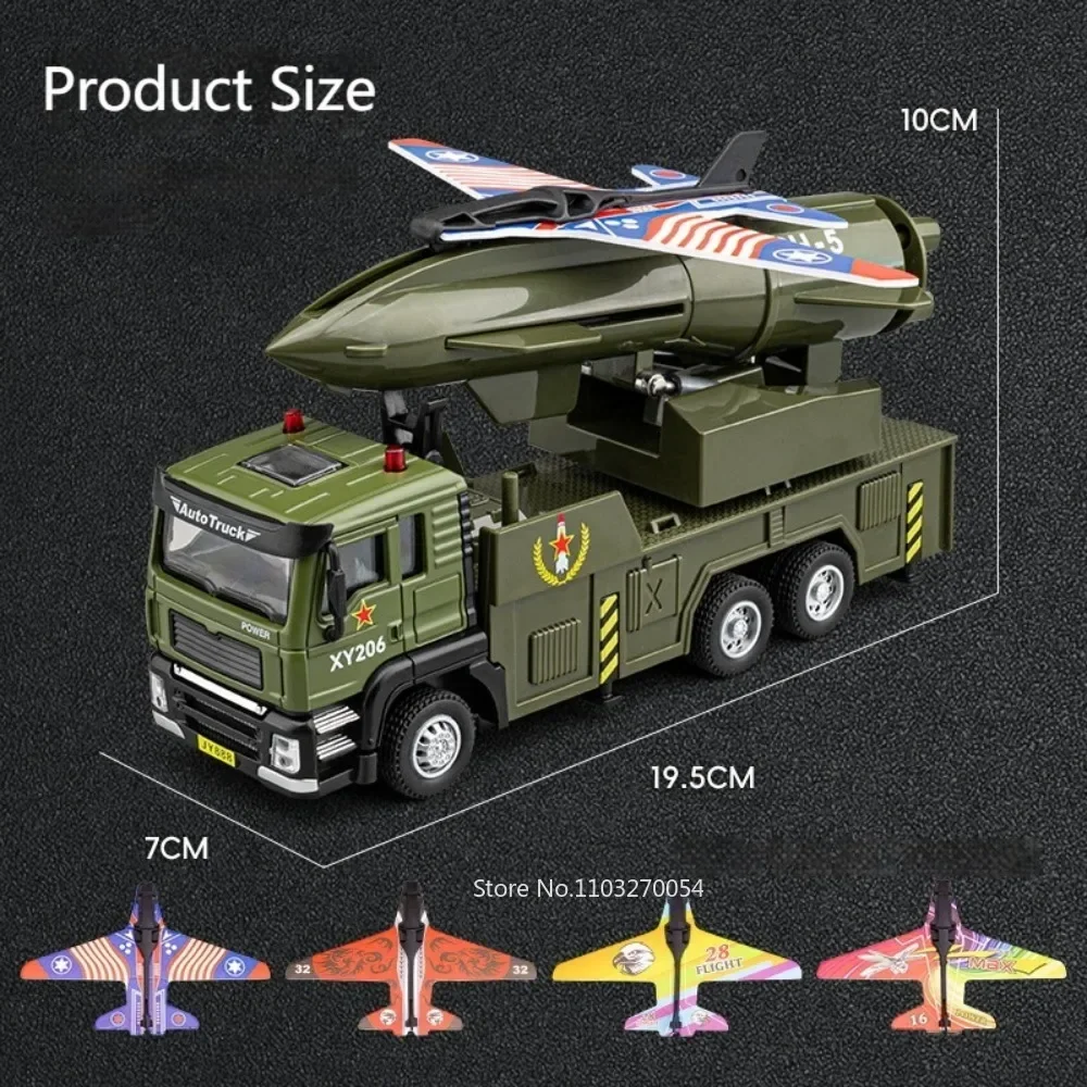1:32 Intercontinental Missile Vehicle Alloy Drone Launch Car Diecast Model Toys Doors Opened Sound Light Pull Back Toy Boy Gifts