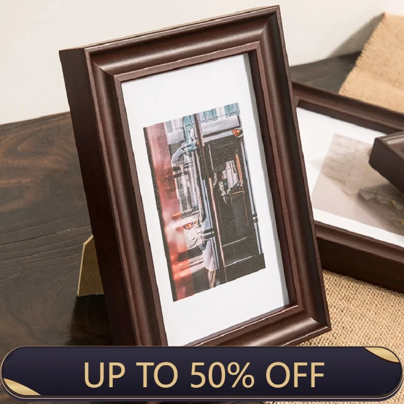 Vintage Solid Wood Picture Frame 6 7 8 10 Inch Photo Frame Display Stand & Wall Mountable Art Frame For Home Decor Display Stand