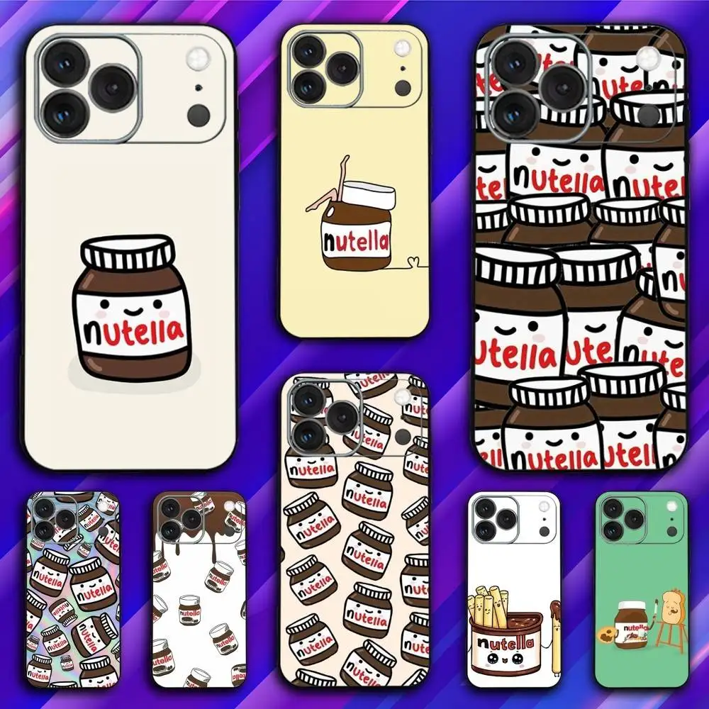 

N-Nutella Cute Chocolate Phone Case For iPhone 17,16,15,14,13,12,11,Pro,Max,Plus,X,XS,SE4,E,Mini,Soft Black Case