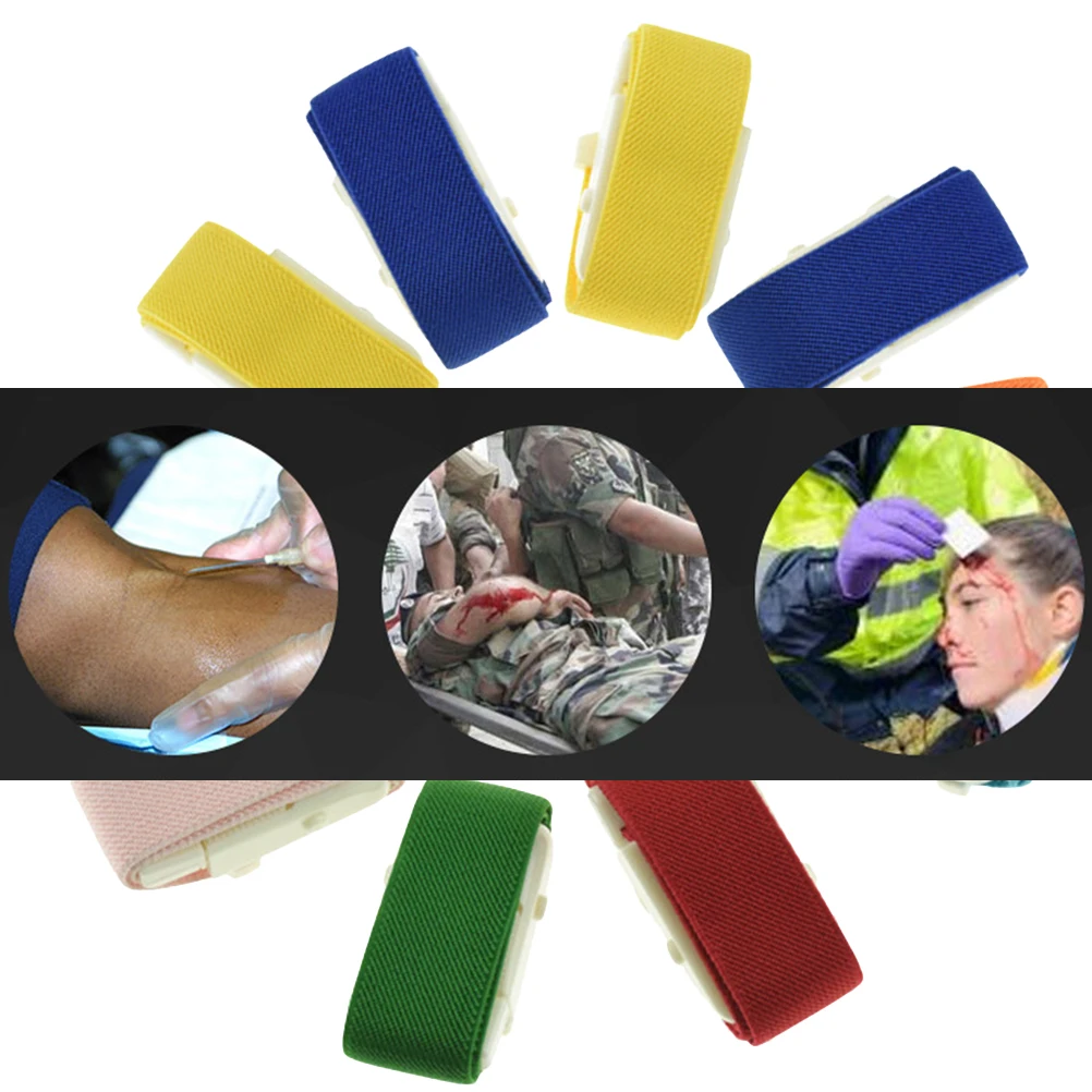 

10Pcs Emergency Medical Tourniquet Adjustable Elastic ABS Buckle Quick Release No Pain Blood Venipuncture Sampling Outdoor