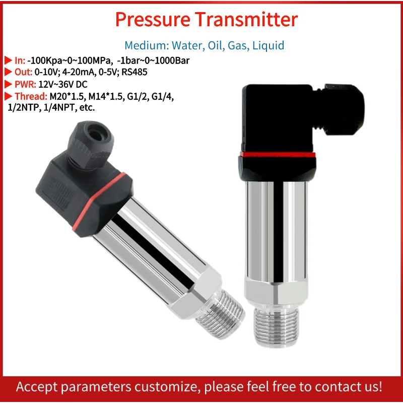 pressure sensor 4 20ma absolute gauge pressure water gas oil Liquid 10bar pressure sensor 0-10v 24VDC Pressure Transducer